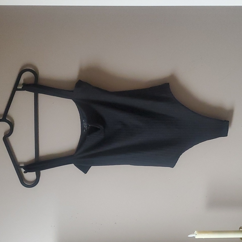 Black V Neck Bodysuit